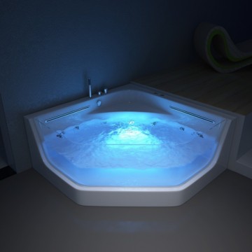 Modern White Acrylic Freestanding Soaking Corner Whirlpool Bathtub for Small Apartments
