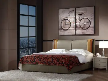 Tri-colour Leather Upholstered Bed