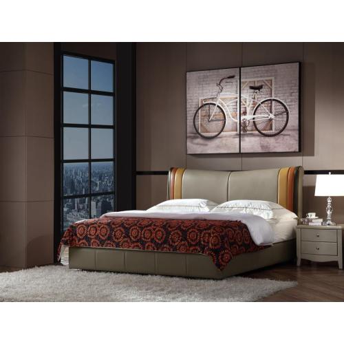 Tri-colour Leather Upholstered Bed