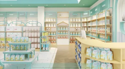 wooden shelves for grocery store