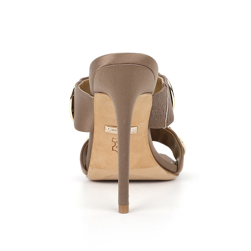 Satin Square-Toe Strappy Stiletto Sandals