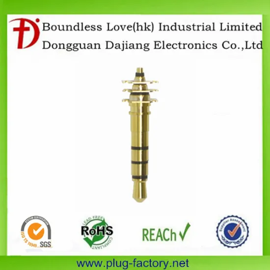 3.5mm gold plated 4-pole 3pin headphone jack plug