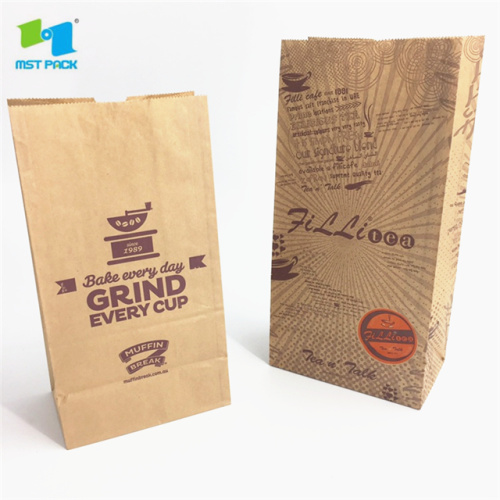 Рециклирани бързо хранене плоски кафяви крафт хартиени торбички