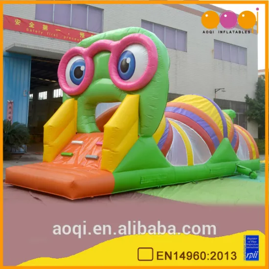 Green inflatable insect tunnel long inflatable bouncy tunnel kids inflatable obstacle tunnel for sale