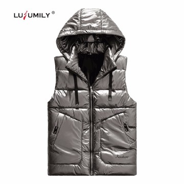 Lusumily Women Winter Vest New 2021 Down Vests Casual Waistcoat Sleeveless Jacket Hooded Warm Both Sides Hat Detachable Tops
