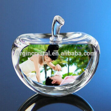 3D Laser Engraved Crystal Apple With Custom Printed For Valentine's Day Gift