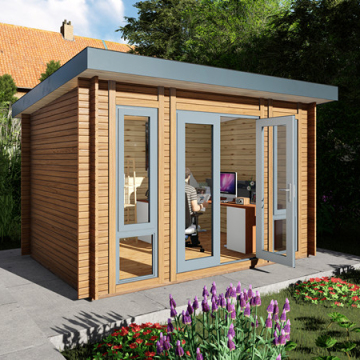 Oficina de madera prefabricada moderna en el jardín