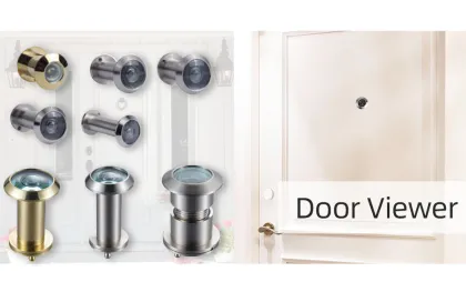 Brass door viewer mounted on the door
