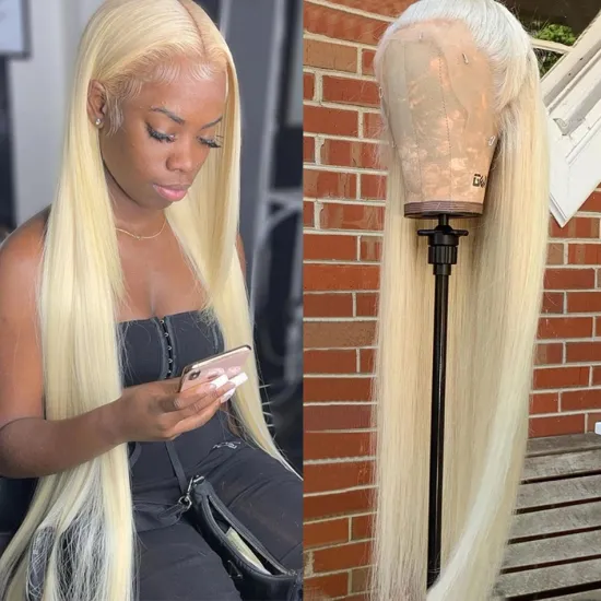 Cheap AMZ 613 Blonde Raw Malasyia Virgin Human Hair Transparent Lace Frontal Closure Wig 613 HD Full Lace Front Wig Human Hair
