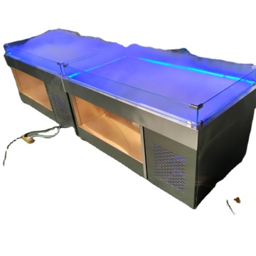 สแตนเลสสตีล Ice Table Seafood Display Freezer สำหรับ Fish Supermarket เปิดช่องแช่แข็ง