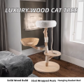 Cherry Blossom Cat Tree Luxury Floral Tower Indoor Cat Scratcher Modern Style Wooden Climbing Playground Carton Hanging Basket