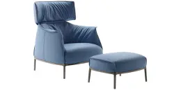 Modern Archibald Single Sofa with ottoman