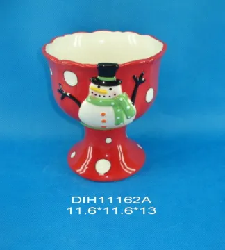 Christmas Decorative Round Ceramic Snowman Candy Bowl