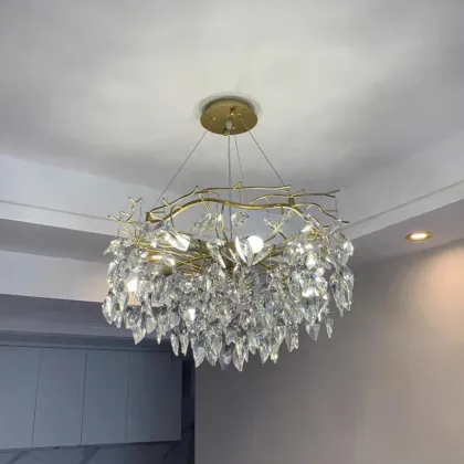 Modern Luxury Gold Crystal Chandelier with Murano Glass and K9 Crystals