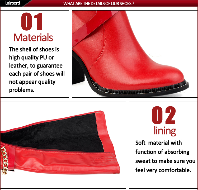 bolck heel red leather half women boots