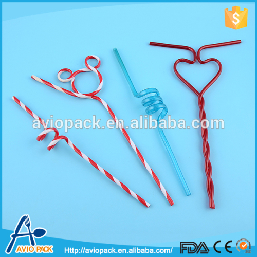 Unique design aviopack plastic PVC striped drinking straws