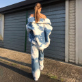 Custom Ladies Sherpa Jacket Tie Dye Fleece Coat