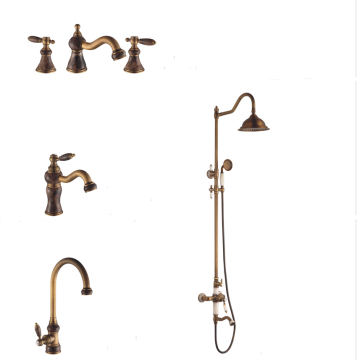 FEENICE Marble Stone Gold Bathroom Complete Set