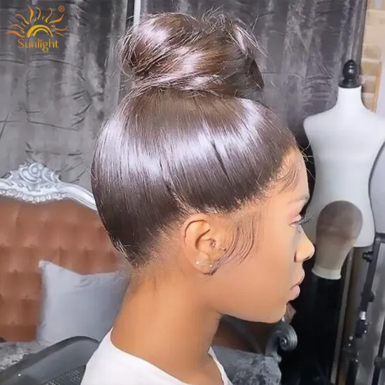 Sunlight brazilian straight 360 lace frontal wigs with baby hair for women black color brazilian