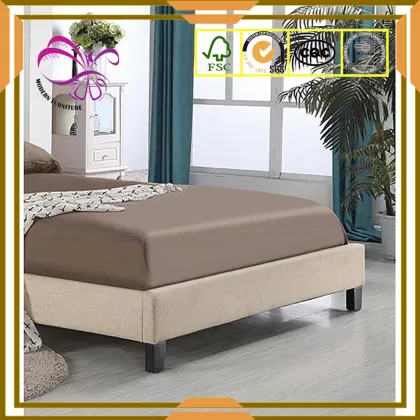 Contemporary and contracted double leather bed for bedroom