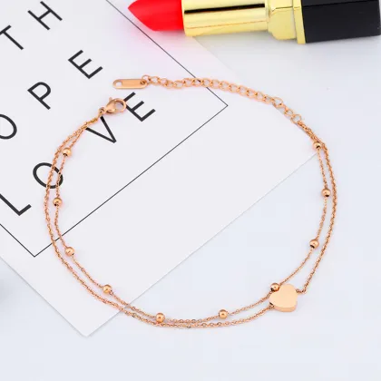 Diy rose gold heart ankle chain bracelet