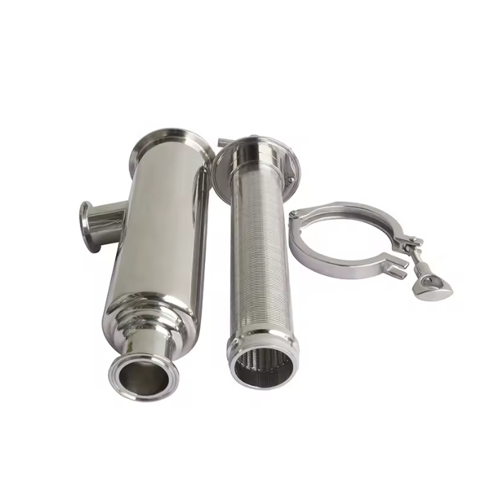 triclamp hygienic 304ss 316L stainless steel sanitary side inlet entry filter strainer