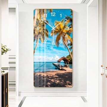 HD Seaside Scenery Wall Clock Mural - Modern Living Room Decor