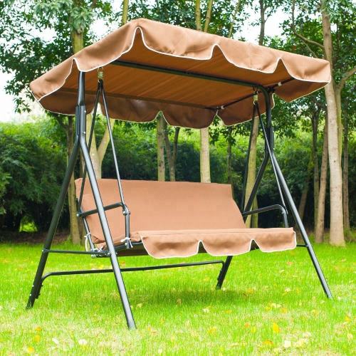 Modern Shoe Rack Outdoor 2-Seat Striped Patio Swing with Canopy Manufactory