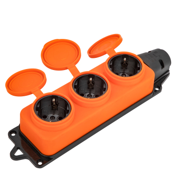Waterproof IP44 Schuko Power Socket with Rubber Cover