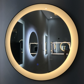 36" Black Framed Lighted Mirror with Customized Text for Hotel Bathroom and Salon