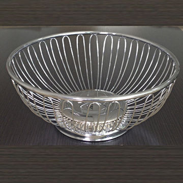 Round iron fruit basket, decorative wire metal fruit tray