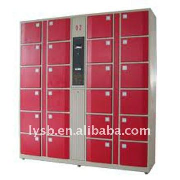 red metal 24-door public electronic locker