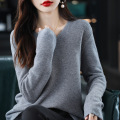 Mode einfache Feste Farbe V-Ausschnitt reversibler Pullover