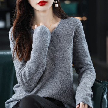 Fashion Simple Solid Color V-neck Reversible Sweater