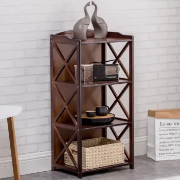Tea Brown Cross-Design Side Cabinet
