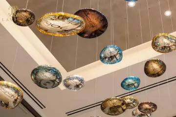 Simple big modern staircase glass chandelier