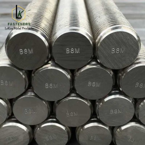 ASTM A193 B8M шпілька з нержавеючай сталі з поўнай разьбой для ўстойлівасці да карозіі пры высокіх тэмпературах