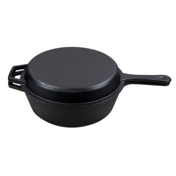 Title: "Pre-Seasoned Cast Iron 5QT 26.5cm Deep Saucepan and Skillet Dutch Oven: Dual-Purpose Kitchen Essential