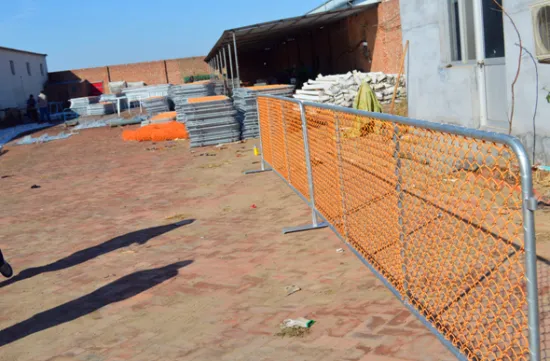 orange PVC coated construction temporary chain link fence