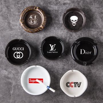 Custom Logo Printed Ceramic Ashtrays for Hotels, Offices, and Homes