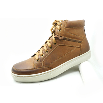 new model zipper upper comfort and stylish high ankle leather sneaker shoes