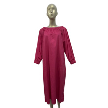 Pink Cotton Long Sleeve Casual Dress