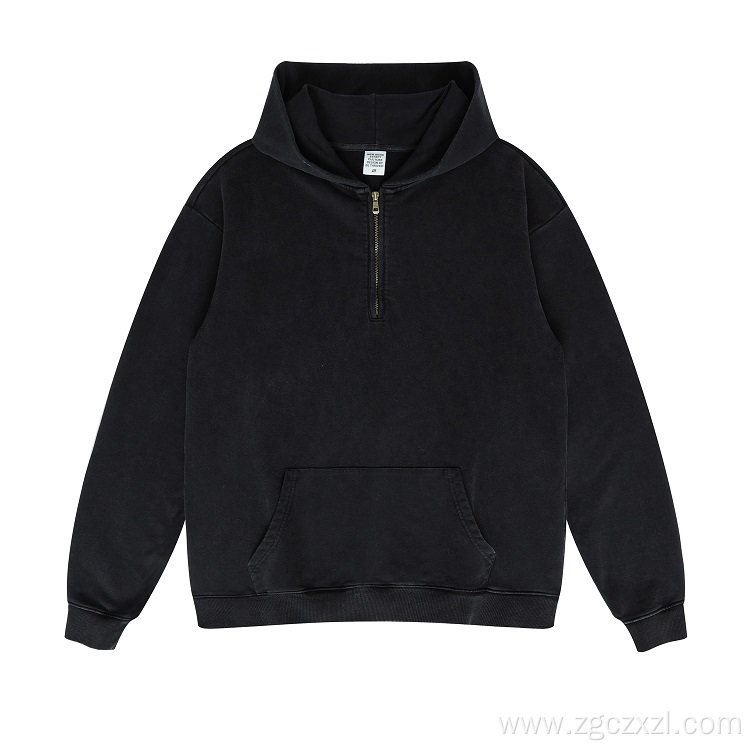 Autumn and winter washed distressed men's hoodie