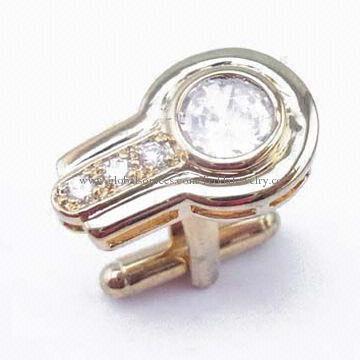 Men's Cufflinks, Made of Brass and Rhinestones, Various Colors Available, OEM and ODM Orders Welcome
