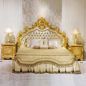 Luxury Italian Royal King Bed Set with Golden Trim