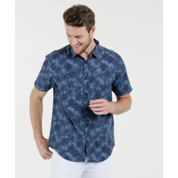 Short sleeve print 100% cotton shirts for men