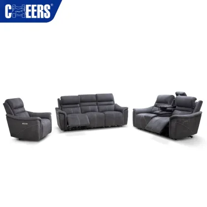 MANWAH CHEERS Factory Direct 3 Seat Electric Fabric Recliner Sofa for Living Room