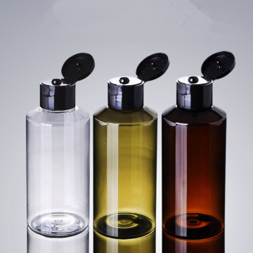 150ml (5oz) Clear/Green Amber PET Plastic Bottles with Black Flip Top Cap for Lotion and Skin Care