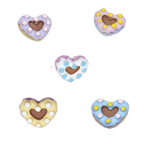 Resin Heart Biscuit Doll House Toys Sweet Food Cookies Miniature for DIY Earring Pendants Jewelry Accessories