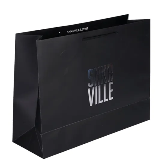 Customized Black Matte Thick Paper Gift Bags with Logo Print for Small Businesses
